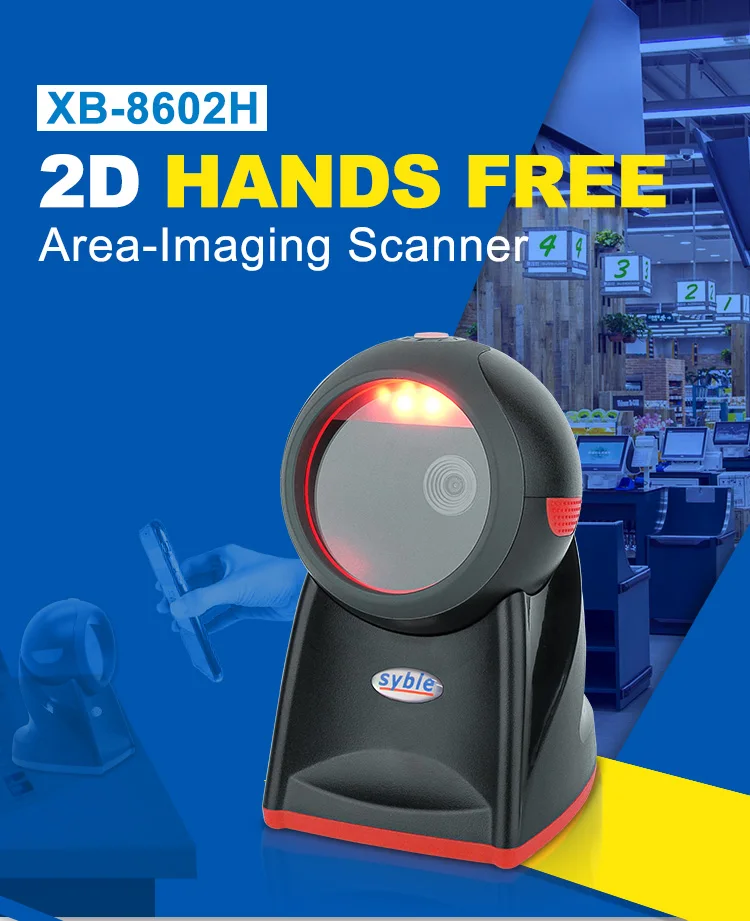 XB-8602H Syble High Cost Effective QR Code Reader Handsfree 2D Desktop Barcode Scanner
