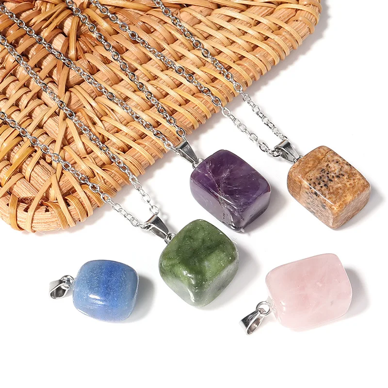 Fashion jewelry DIY necklace accessory charm crystal agate natural gemstone pendant necklace