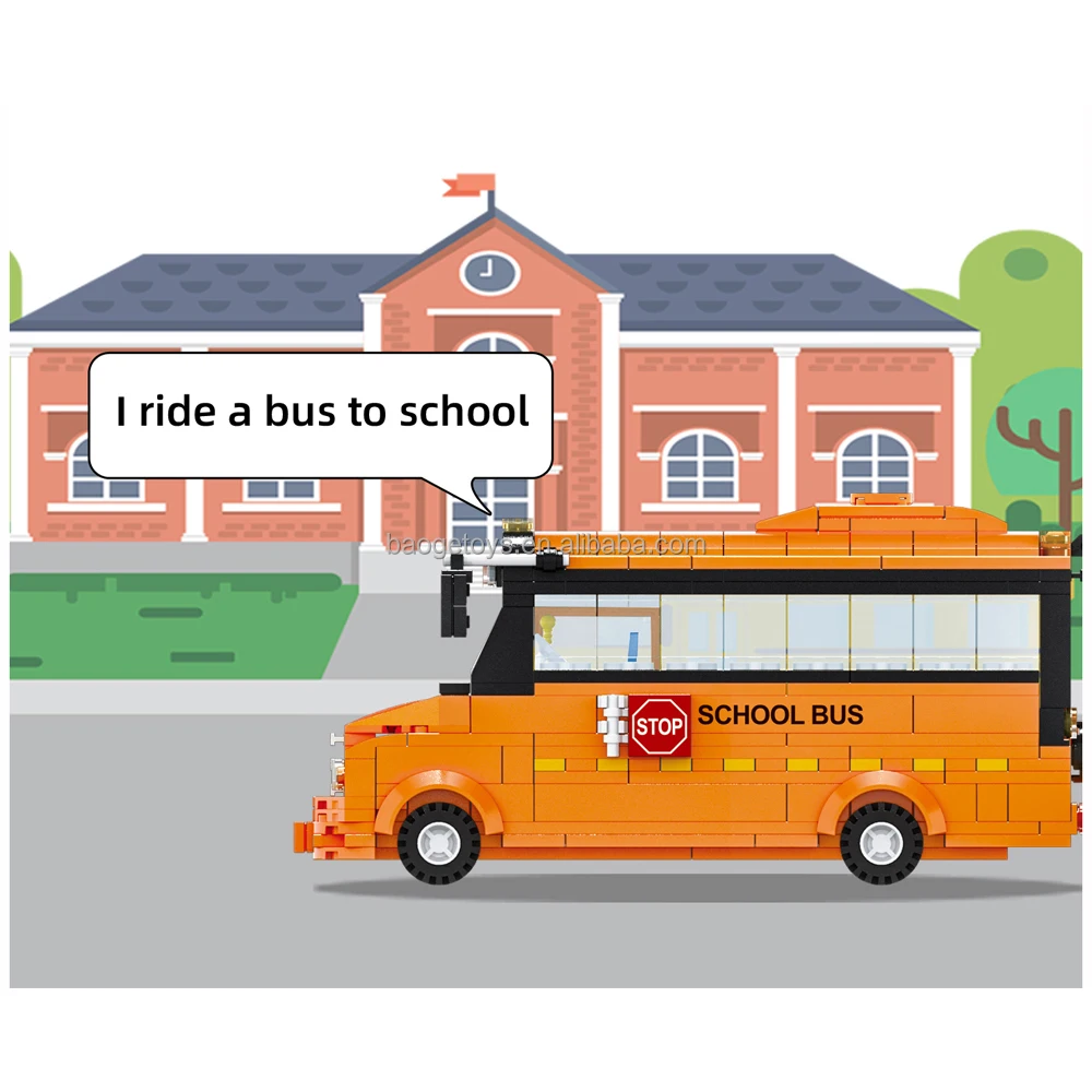 Wange No. 3973 the School Bus  Toy Car Blocks Toys for Kidg Creativity Bricks to Children Sliding Car City Block Set