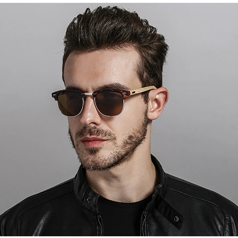 SUNBORRY Customize Designer Polarized Luxury Sport Retro Vintage Square Bamboo Sunglasses 2021 Mens Wooden Custom Logo