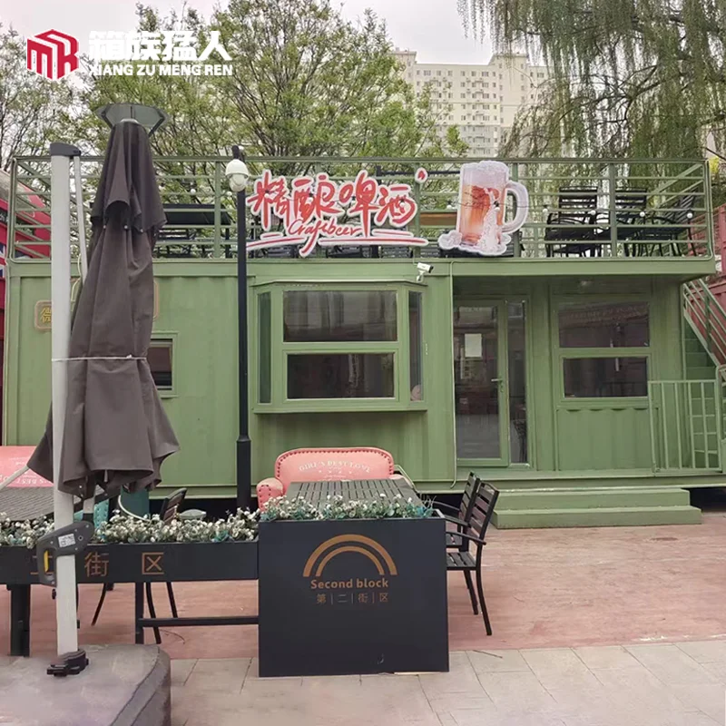 Busy prefab pop-up coffee shop corrugated shipping metal container cafe bar design 20ft house for sale