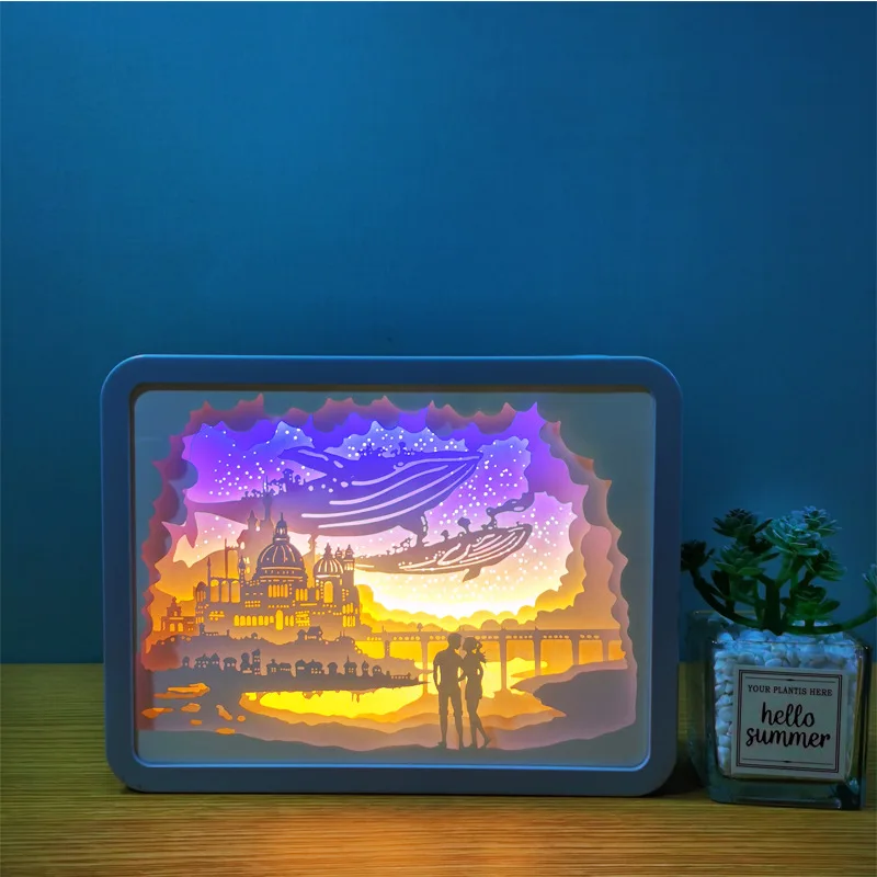 Romantic love 3d creative visualization illusion paper lamp home decor night led light gift carving