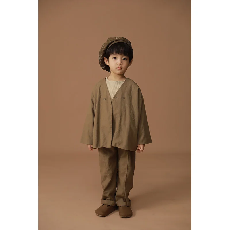 N1354 Fashion  kids clothes boys clothing set spring v neck plus size comfortable tracksuit