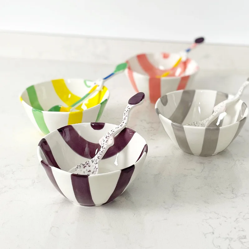 Solhui Irregular Ins Candy Salad Bowl Ceramic Yogurt Oatmeal Pasta or Soup Bowls