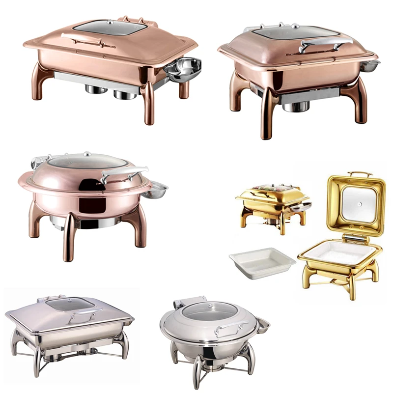 Rose Gold plated high-end stainless steel hydraulic chafer yufeh chafing dish