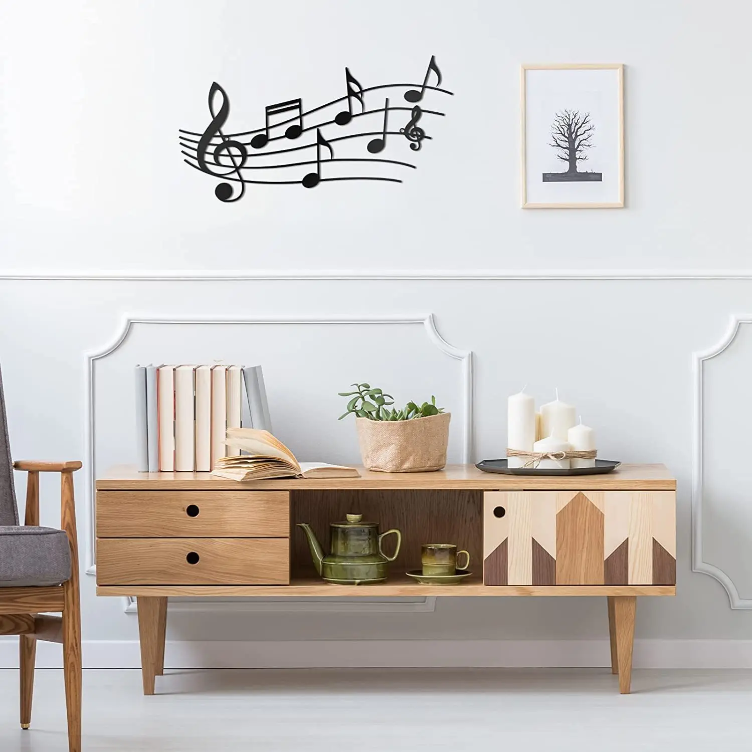 Black Music Notes Metal Wall Art Hanging Decorative Sign with Wall Hanger Metal Crafts