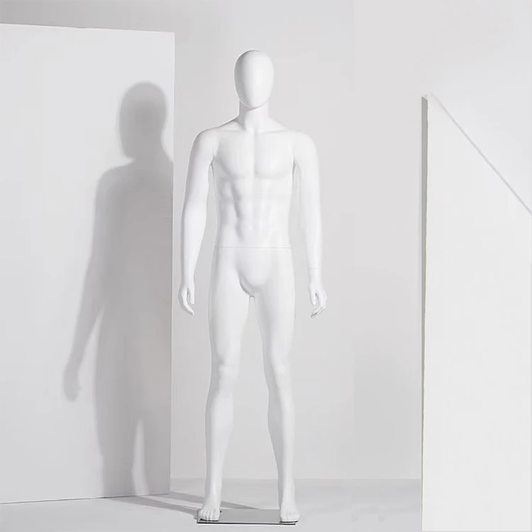 Dress Form Matte White Male Mannequin Body Model Stand Realistic Plastic Display Mannequin Full Body Plastic Mannequin