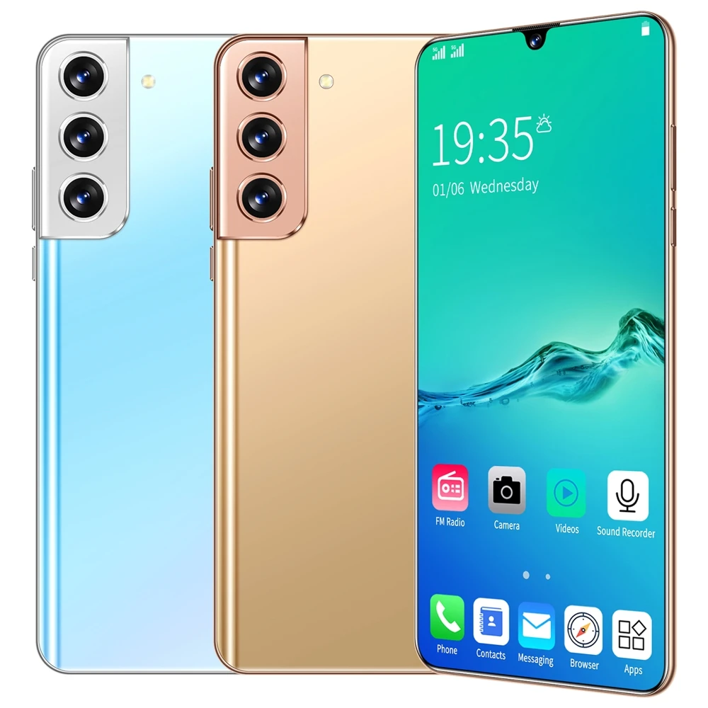 
Hot sale 2021 new unlocked phone S21+ 6.6 inch drop-down screen 12Ram + 512Rom Android mobile game smartphone 