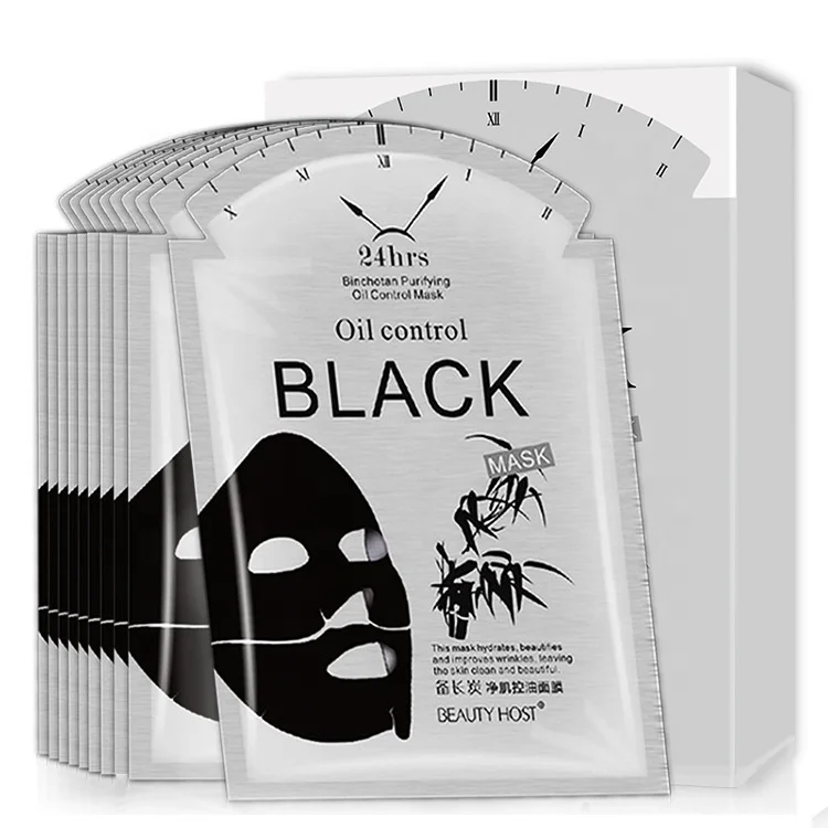 OEM Factory Wholesale Custom Logo Sheet Mask Form and Mask Form BINCHOTAN Charcoal Black Sheet Mask Cosmetics Skin Care Facemask