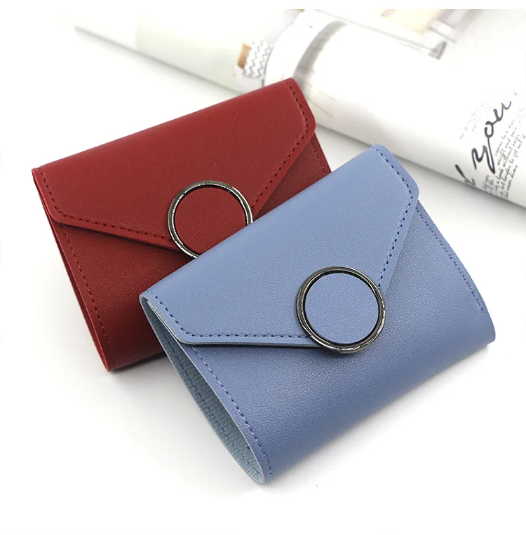 New Wholesale PU Faux Leather Travel Short Style For Cover Lady Coin Purse Women Mini Cash Envelope Wallet