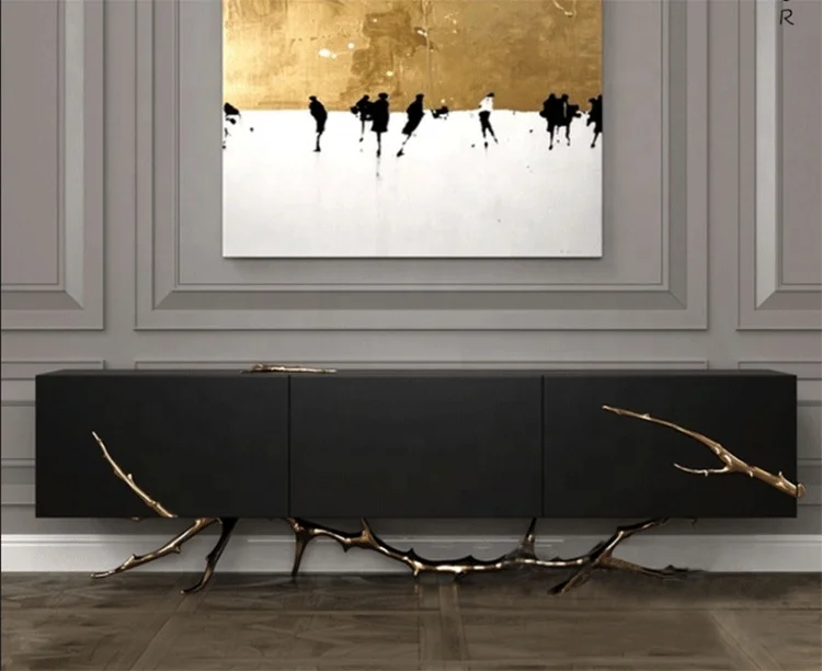 Contenporary TV stand luxury gold copper legs sideboard for living room decoration Dining room Table Side cabinet