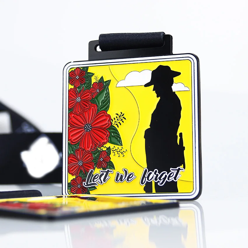 
new design custom name enamel neck ribbon running sports metal medal with ribbon 