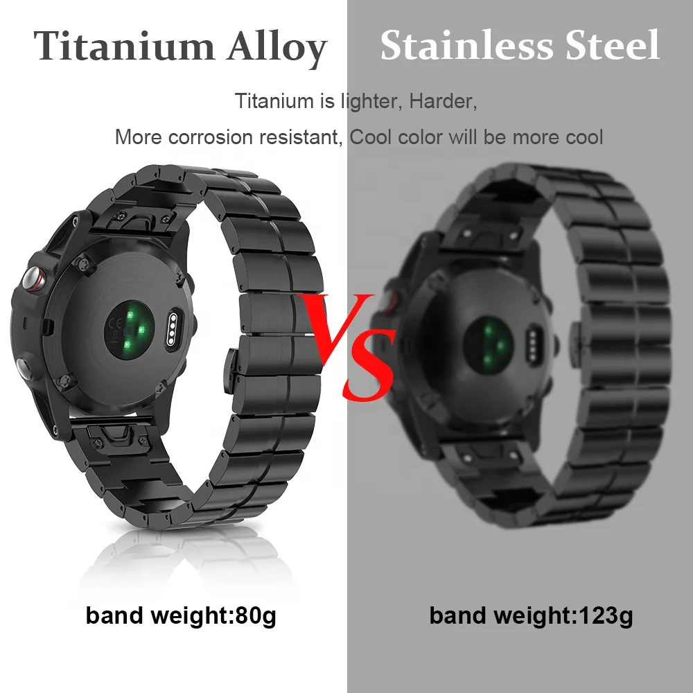 Titanium Alloy 26mm Width Wrist Watch Band Easy Adjustment Watch Strap Bracelet For Garmin Fenix 5X/5XPlus/6X/6XPro Strap