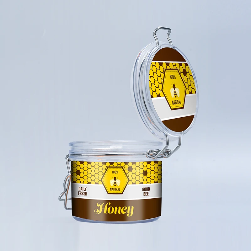 Wholesale 50ml 100ml 200ml 500ml clear plastic round pet candy bean food packaging Sealed storage jars with lids