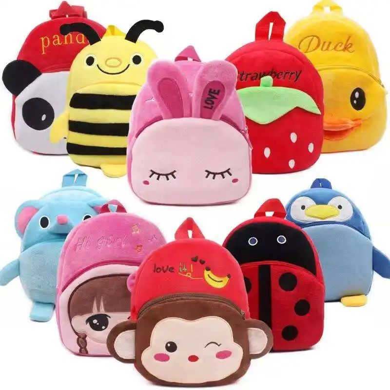 Fashion Children School Bags 3D Cartoon Print Plush Kids Backpack Kindergarten Boys and Girls School Bags Mini Backpack