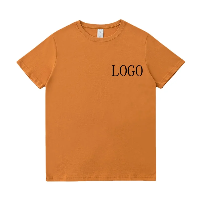 2023 Summer New Customized 3D Embroidery Manufracturer  Plain Coffee Brown 250g T shirts Wholesale Soft Cotton Tshirt homme