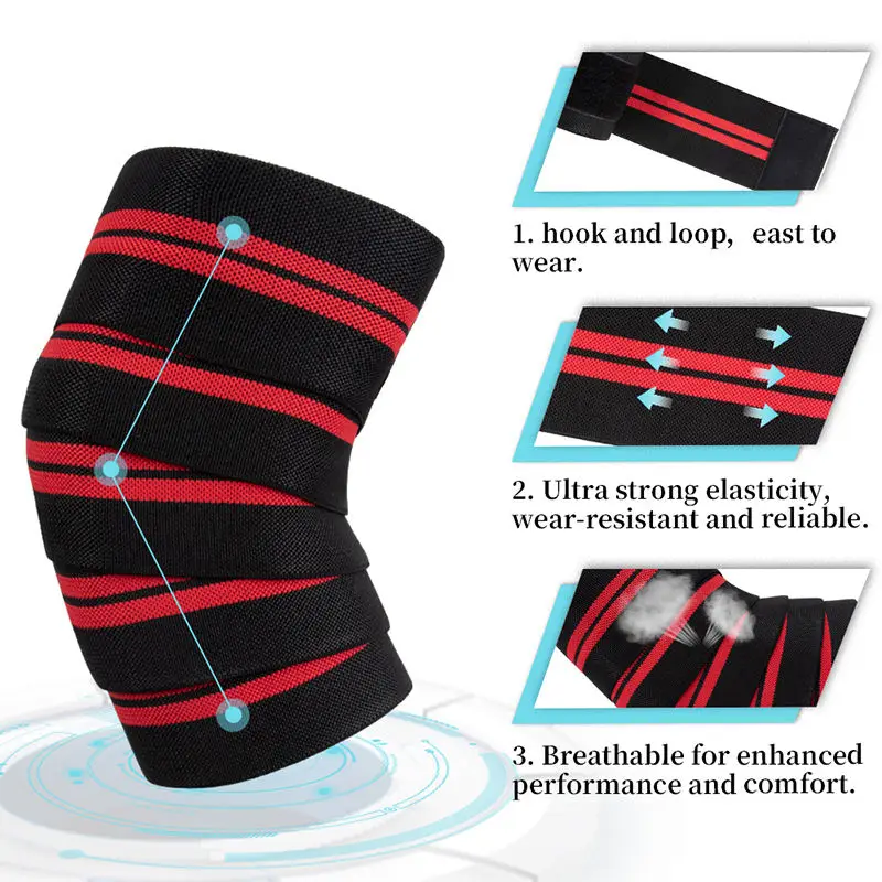 Rodilleras Vendas Para De Factory Custom Adjustable Compression Weightlifting Gym Bandages Sports Knee Pads Support Strap Wraps