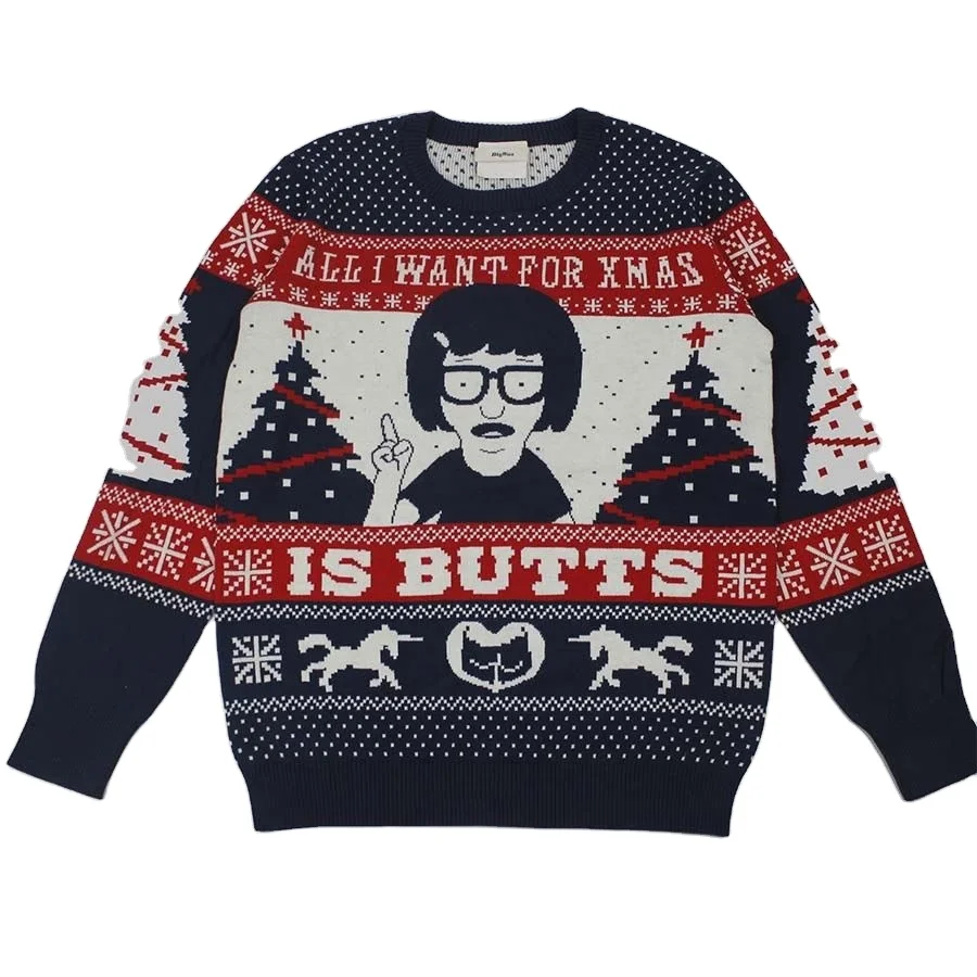 Wholesale Custom ODM OEM Knit Xmas Jumpers Direct Manufacturer High Quality Jacquard Pattern Knitted Christmas Sweater