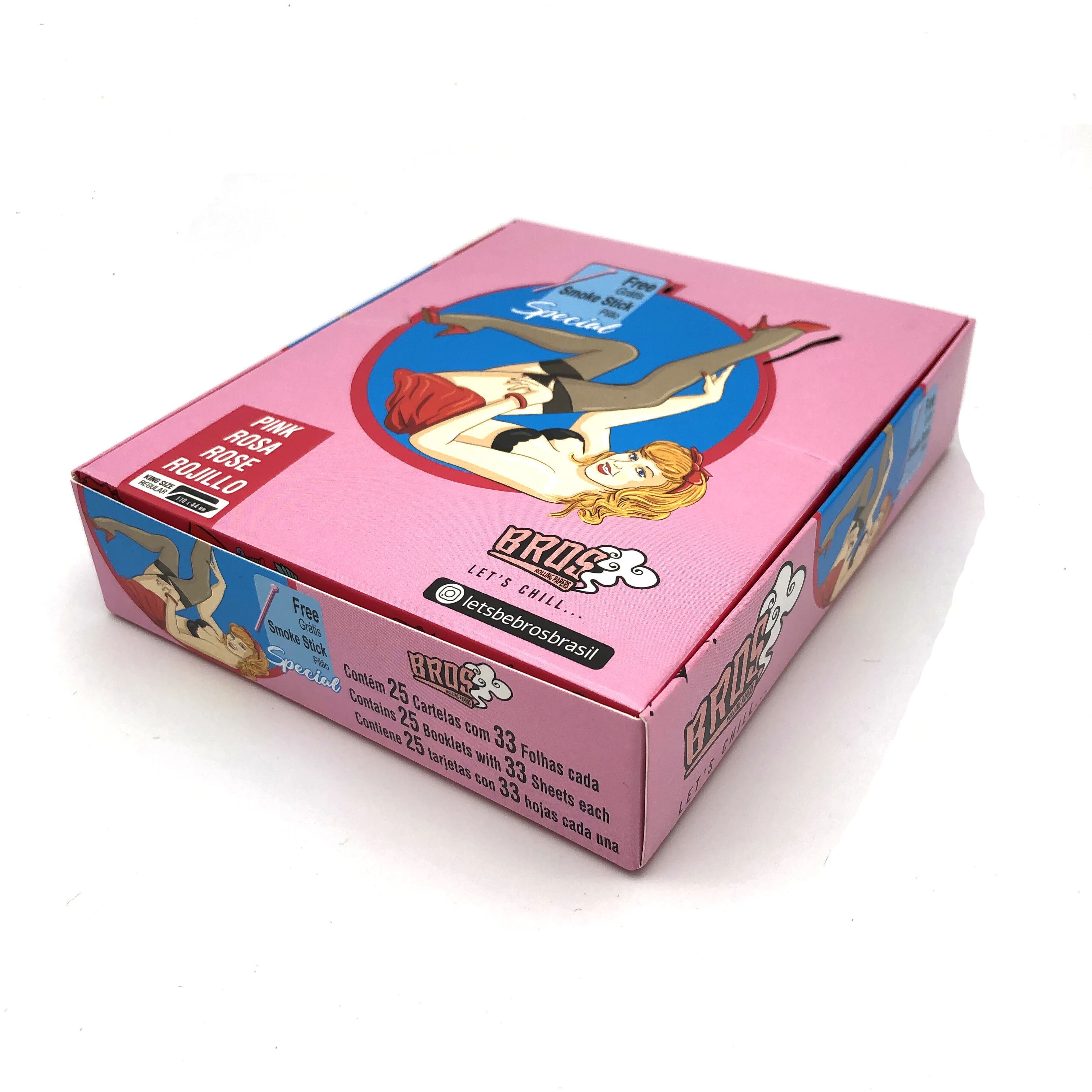 bros pure pink cigarette rolling paper 33 leaves tobacco rolling paper
