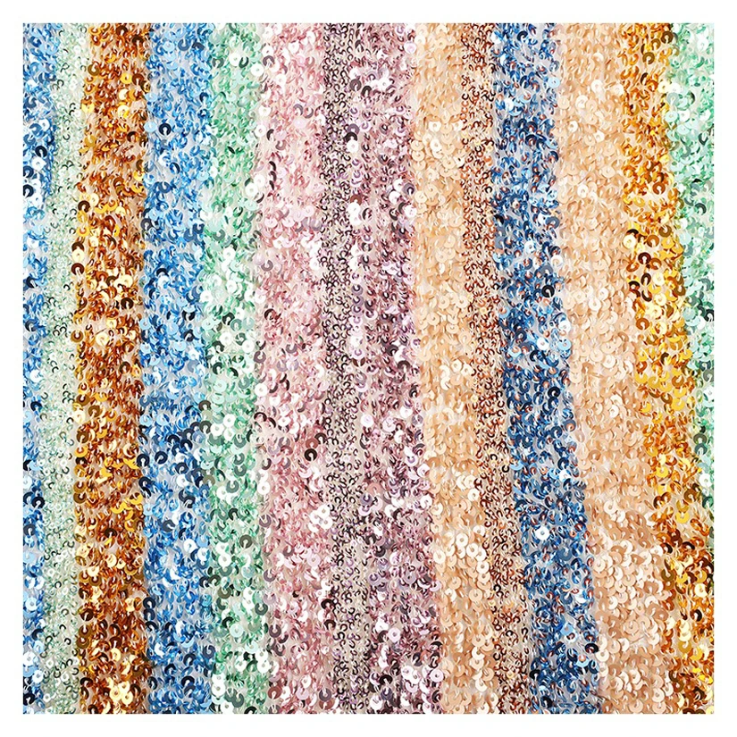 Geometric Sequins Diamond Stripes New Arrival Gold Swiss Chiffon Upscale Fabric Embroidery Beaded Sequined Lace Fabric