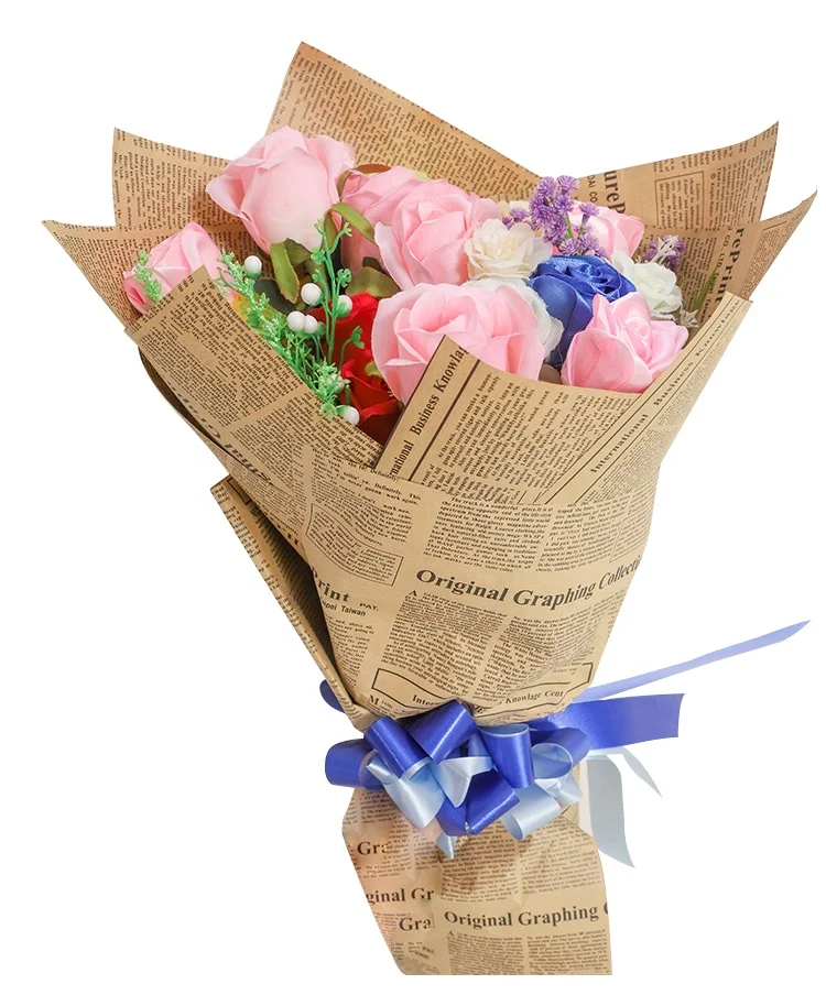 
Wholesale Nice Florist Wrapping Kraft Paper Packaging English Newspaper Wrapping Paper Vintage Flower Kraft Paper 