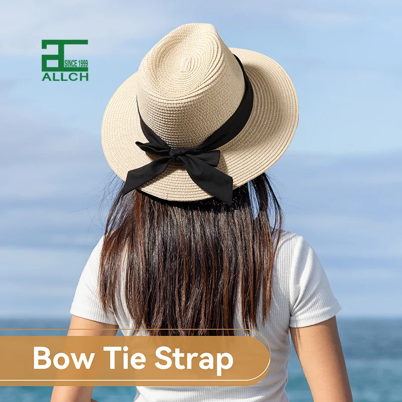 ALLCH High Quality Summer Anti-Ultraviolet Female Straw Hat Custom Logo Woven Paper Design Striped Daily Casual Outdoor Adults