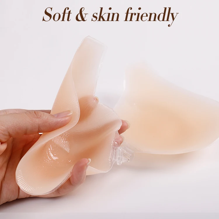strapless bra for big boobs spoon shape push up breast traceless gather reusable silicone bra