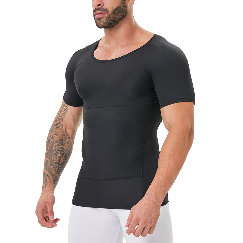 Hide Men Boobs Gynecomastia Compression Shirts Short Sleeve Body Shaper For Men