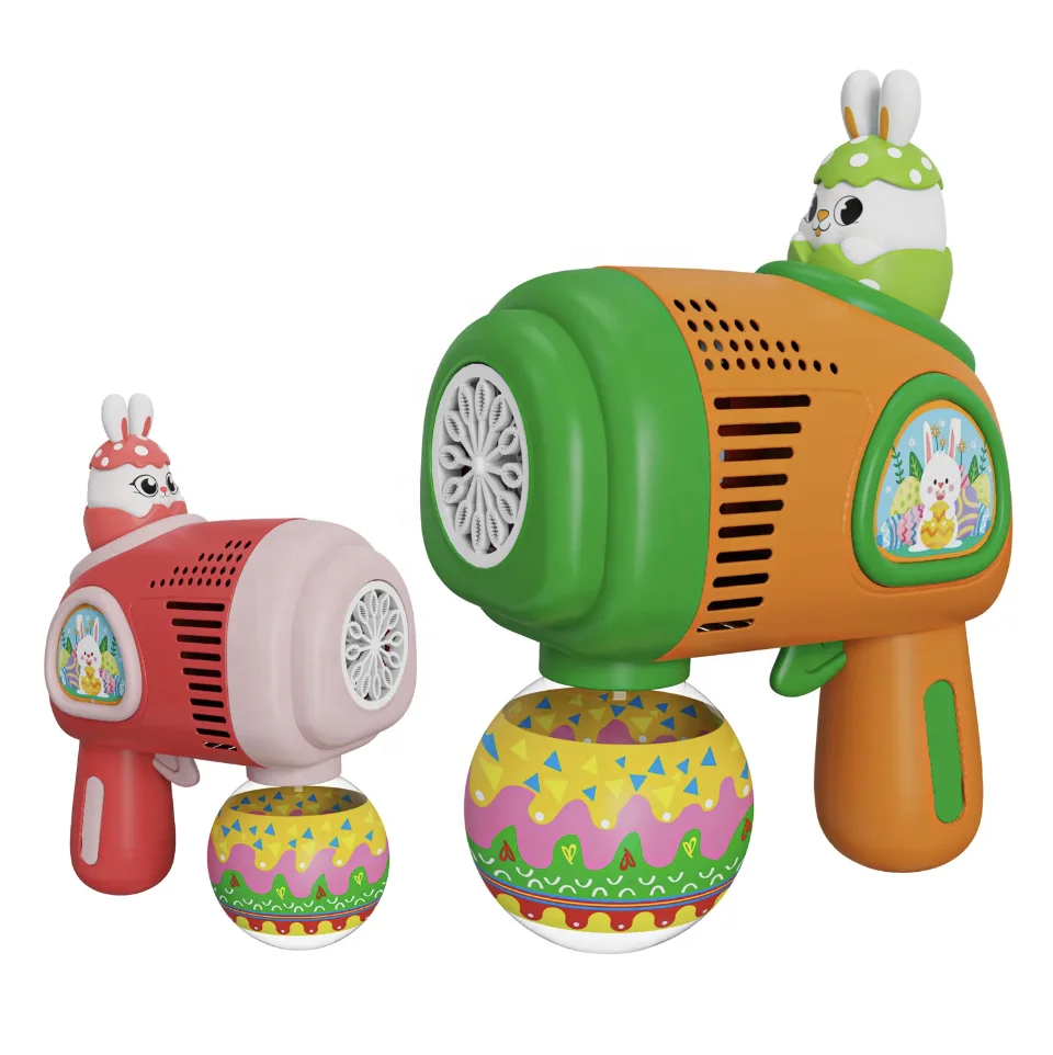 12 Holes Easter Bunny Rabbit Bubble Gun Toys for Kids Outdoor Game