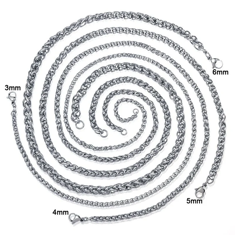 
Ahappy 316L stainless steel 3mm-6mm width Silver tone mens womens Girls boys chain necklace 