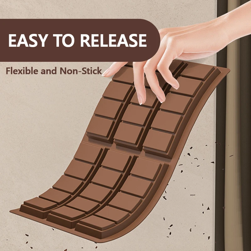 Custom Logo Heat Resisting Diy Bpa Free Food Grade Silicone Baking Mould Snap Candy Bars Chocolate Bar Mold Deep