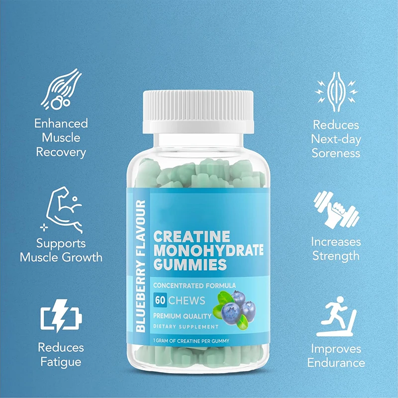 Supply OEM Private SupportsMuscle Growth Bulk blueberry flavour Creatine Monohydrate Gummies