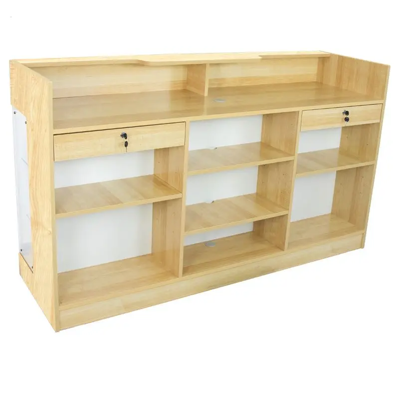 Hot selling retail wooden ledge top checkout counter for retail display