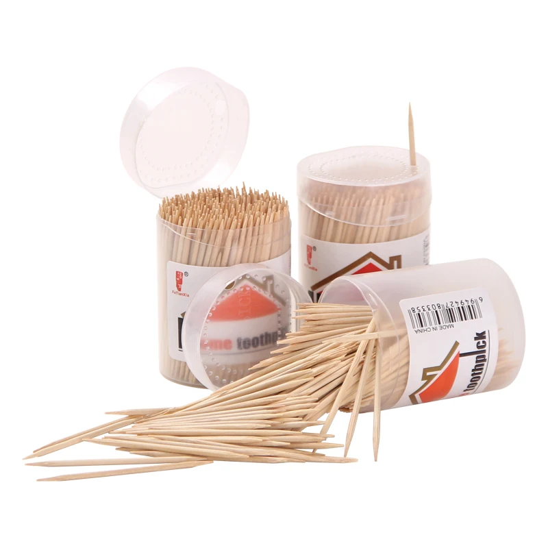 
Wholesale Manufacturer 200 pcs Double Side Sterile Bamboo Accessories Refillable containers Toothpick Bottles 