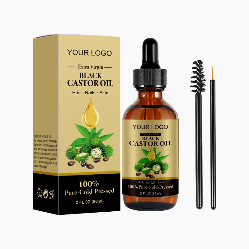 Organic Natural Jamaica Black Castor Oil For Eyelashes And Eyebrows Castor Oil Serum Bulk Cold Pressed Hexane Free Pure