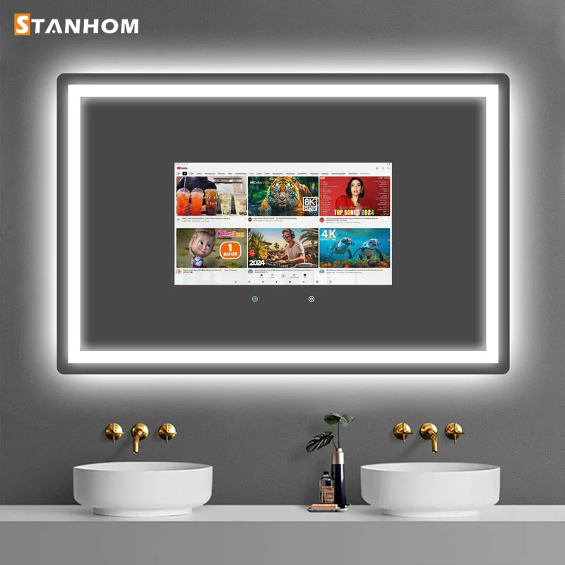 STANHOM полноразмерный сенсорный экран Smart Android LED зеркало для ванной комнаты