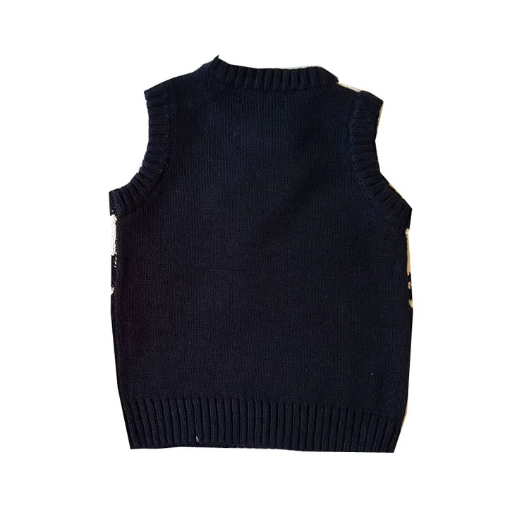 
Newest hot sale jacquard knitted custom kids hoodie sweater vest 