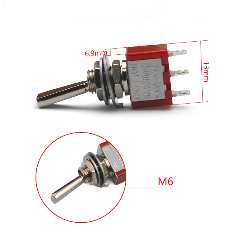 Flat Knob Two Way 3 legs Mini Electric Guitar Humbucker Pickup Coil Split Selecting Switch ON/ON Red