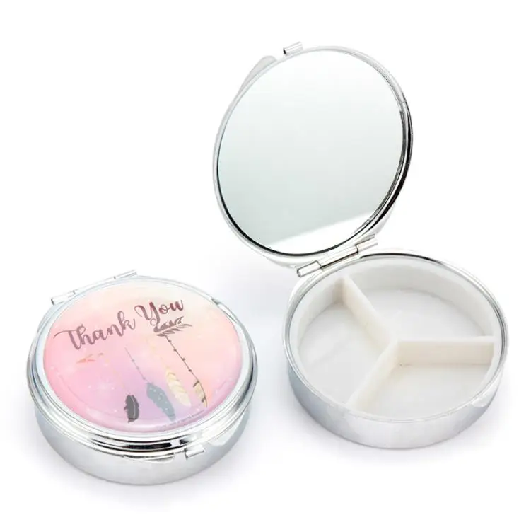 Customized DIY Sublimation Logo Metal Round Shape Travel Pocket Pill Box