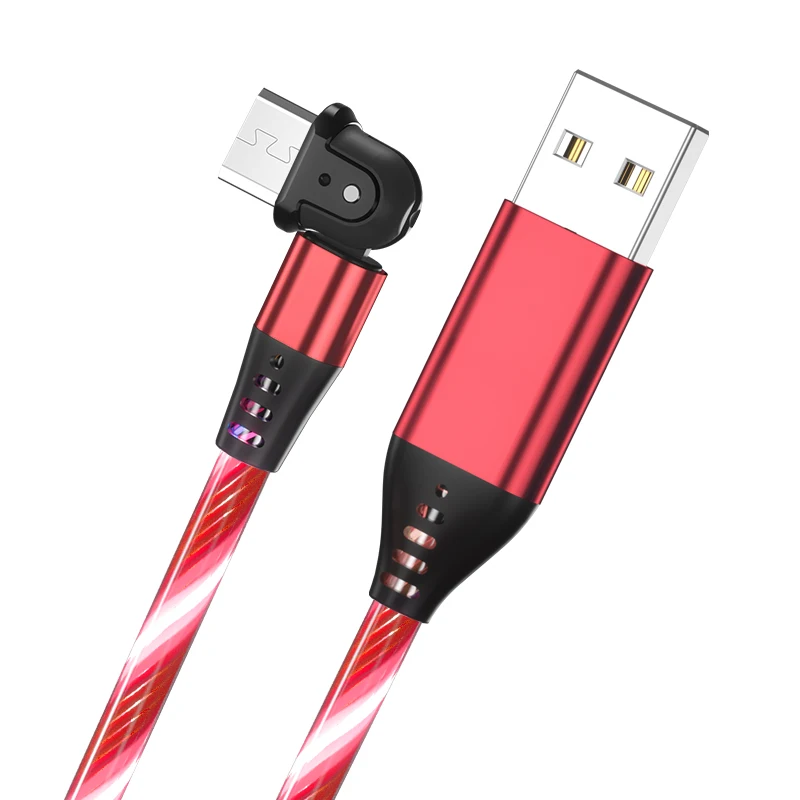 Вращающийся на 180 градусов светодиодный светильник Micro USB кабель для передачи данных Быстрый зарядный USB-кабель Xiaomi кабели мобильных
