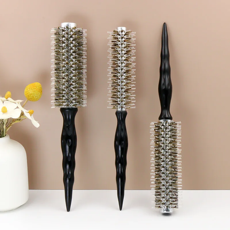 OEM Natural Wood Handle Hair Styling Tools Professional Salon Hair Brush Set Extra Long Roll Hair Brushes