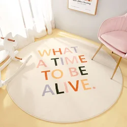Adorable Rainbow Round Carpet Non-Slip Door Mat Shag Faux Cashmere Area Rugs for Livingroom