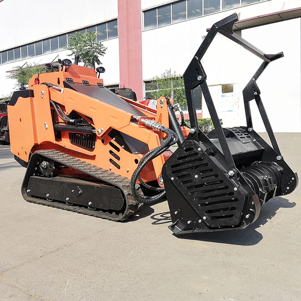 TIEJIA 25hp Kubota engine Diesel Skid Steer Hydraulic Polit Mini Skid Steer Loader Track Loader Skid Steer With Forestry Mulcher