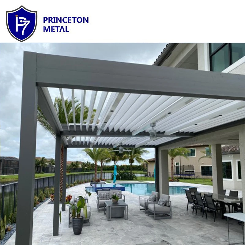 High quality  motorized louvered roof retractable pergola aluminium canopy with waterproof