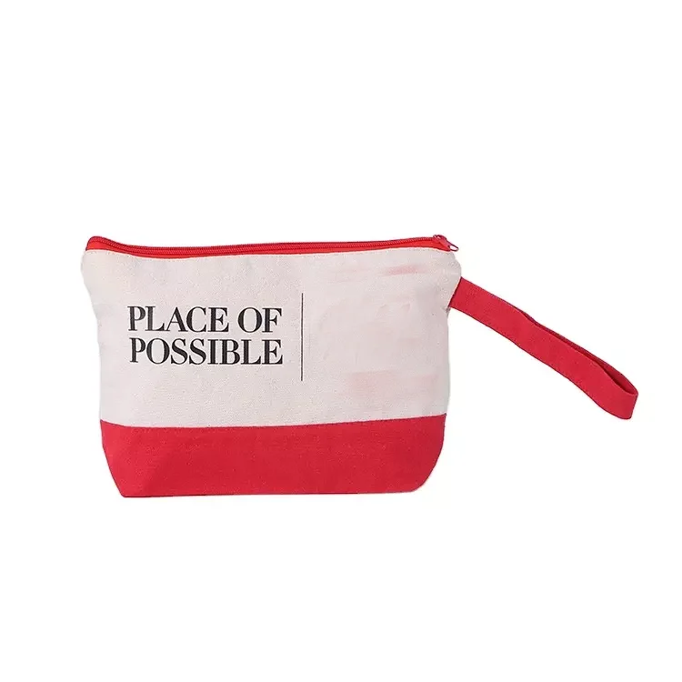 Wholesale Large Canvas Cosmetic Zipper Cotton Cosmetic Bag Makeup Bag
