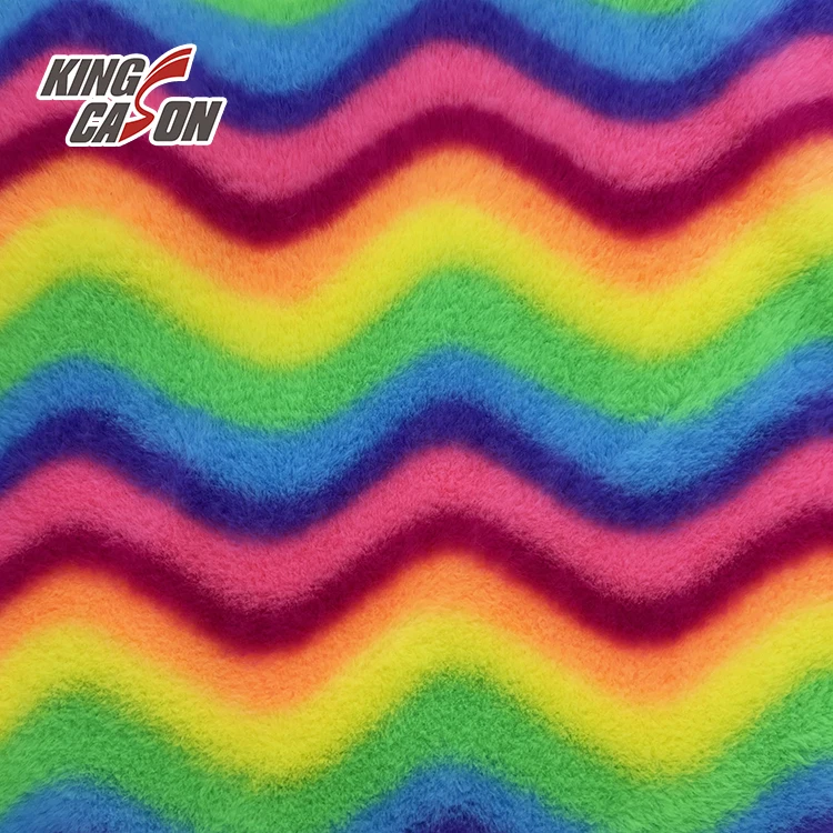 Kingcason Rainbow Design Prints Rabbit Faux Fur For Blankets