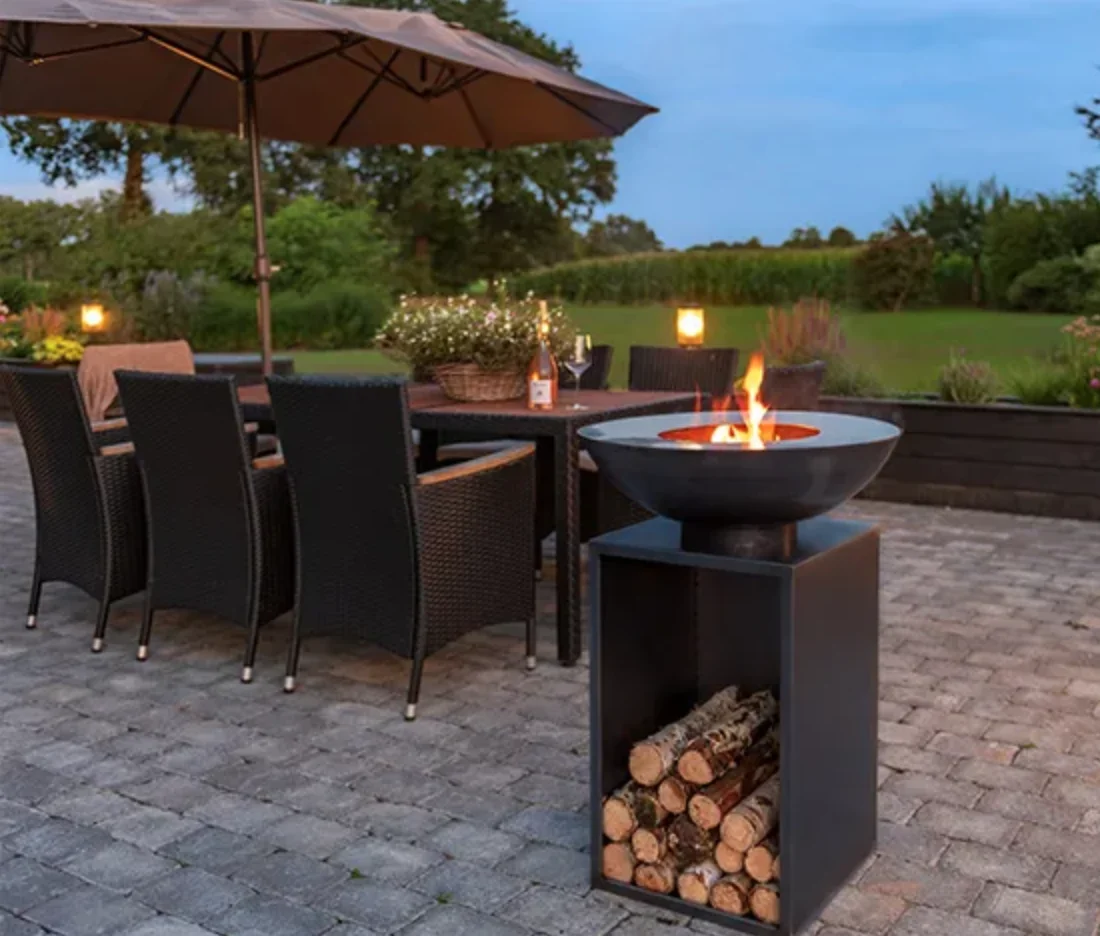 Customized outdoor Furniture garden fire pit metal fireplace meat grill