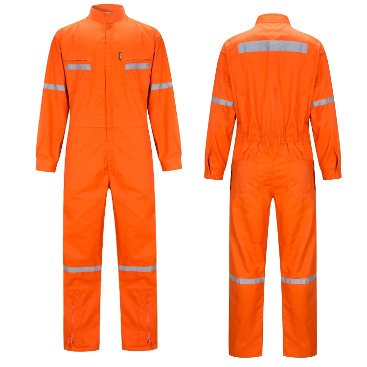 Factory Supply 100% Cotton Twill OEM Orange First Safety Overall With Reflective Tape For Workwear Safety Coverall