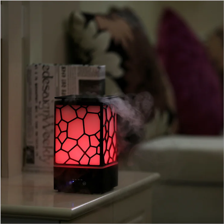 Colorful Comfortable Romantic Water Cube Oil Aroma Diffuser Humidifier Atmosphere Night Lamp for Home