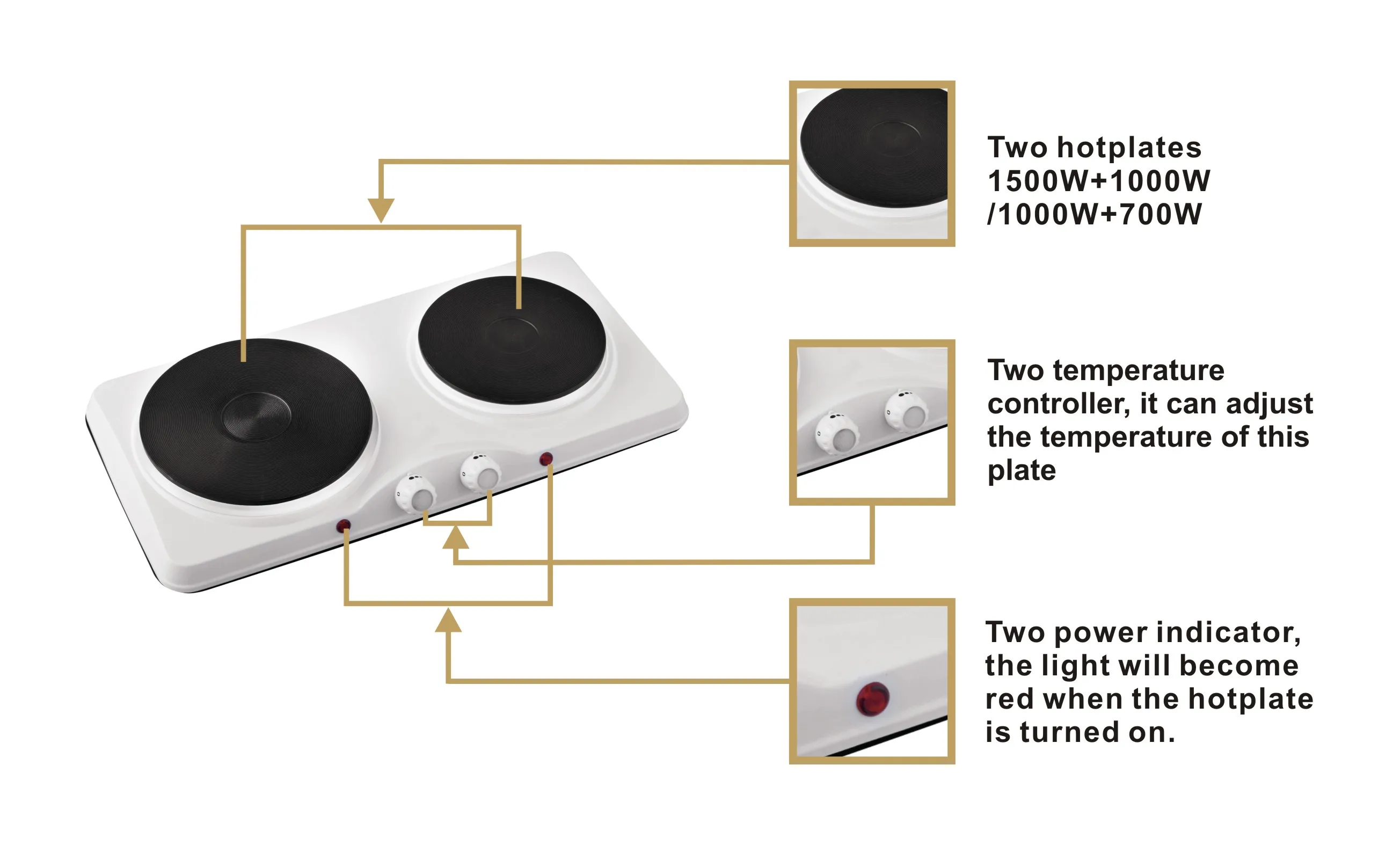New Style Double Rotary Switch Home Kitchen Appliance Cooking Stove Pot Electric Hotplate Stove Without Gas